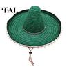 Adult Vacation Hat Mexican Sombrero with Colorful Poms, Hawaiian Style Woven Straw Sun Hat, Wide Brim Lightweight Halloween Costume Party