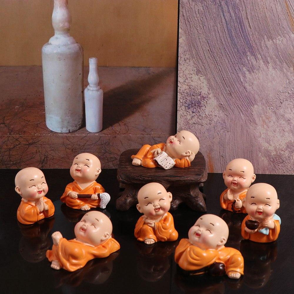 DIY Mini Buddha Figurine Cute Small Monk Sculpture Buddha Ornaments  Car Decoration
