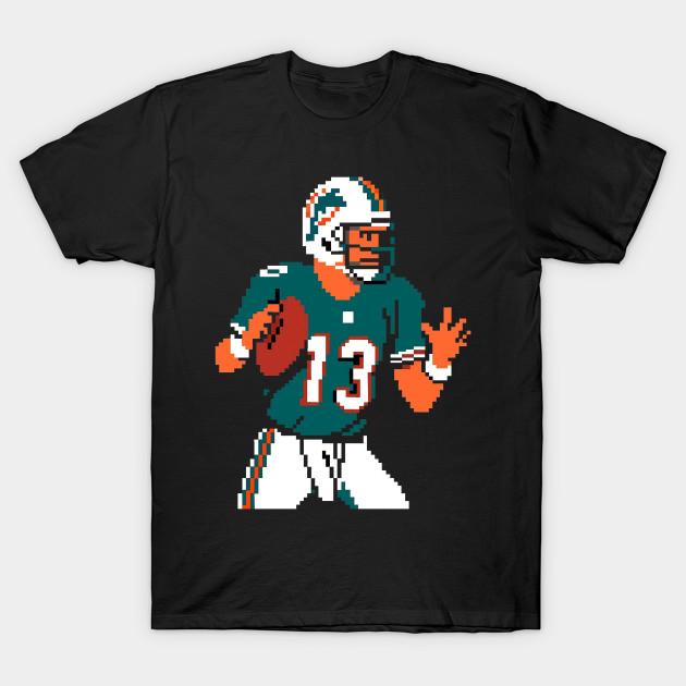 Мужская черная футболка с принтом Ретро Пиксель Qb 13 Miami Футбольная Легенда Throwback Без Вырезания Термотрансферный Принт Хлопковая Футболка