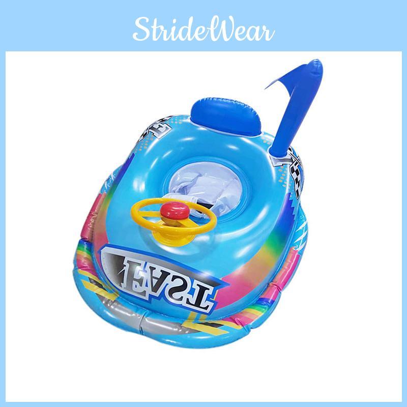 Eco-friendly Pvc Thick 21 Silk Children Inflatable Swim Ring With Sponge Bottom Motorboat Steering Wheel For 1-5 Year Olds