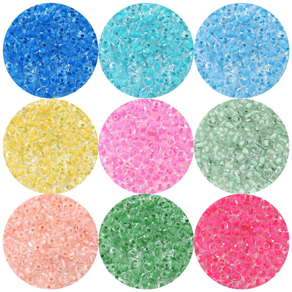 Прозрачные крашеные стеклянные бусины-бисер с сердцевиной 4 мм для изготовления браслетов своими руками, пакет 450 г