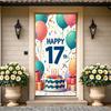 Баннер-фон «С 17-летием», торт ко дню рождения, воздушный шар, подарок, фон для фотосъемки, праздничное украшение для мероприятия, товары для вечеринки