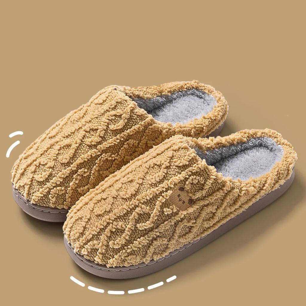 Winter Women Slippers Cute Home Warm Plush Slides Cartoon Bear Couples Indoor Soft Fluffy Flats Bedroom Non Slip Men Furry Shoes