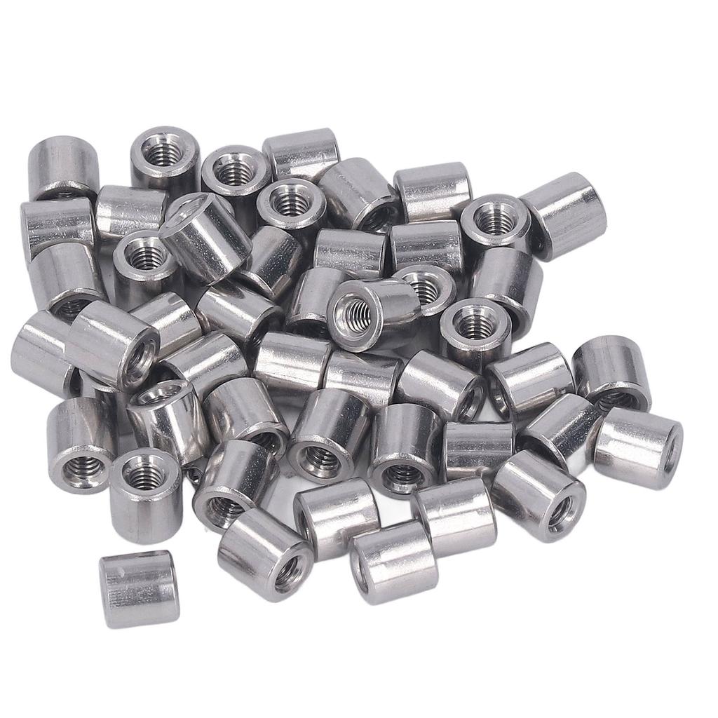 50Pcs Coupling Nut Round M4 Stainless Steel Rod Connector Nut Female Thread Fastener