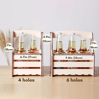 Деревянная пивная банка для пикника, пивная переноска, держатель для пивных бутылок, сумка в винтажном стиле для 4 или 6 бутылок, вечеринки с возможностью принести свое пиво, барбекю