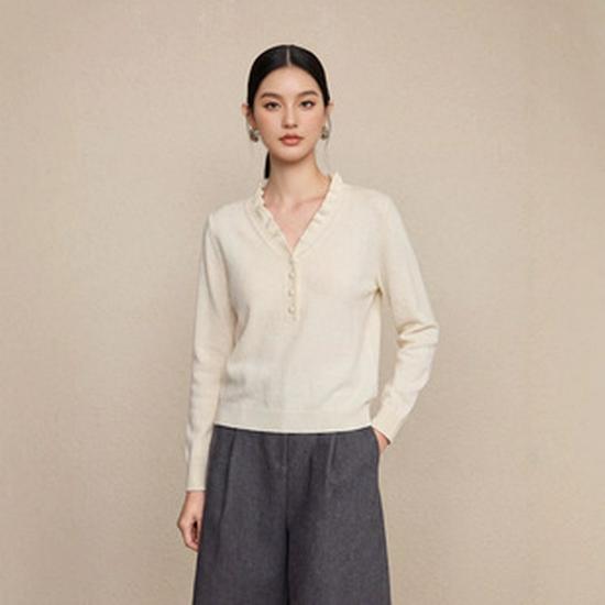 Spring MIU Series Slim Wool Bow Jacquard Cardigan