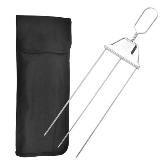 Barbecue Fork Three Prong Food Grade Heat-resistant Great Strength No Deformation Barbecue Stainless Steel Meat Vegetable Barbecue