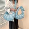Soft Cotton Duffle Bag With Puffed Pattern And Single Strap For Casual Outings
