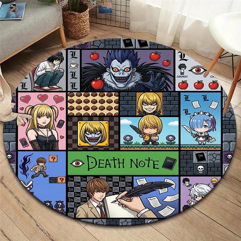 Death Note Round Area Rug Carpet Rug For Living Room Bedroom Sofa Playroom Decor Nonslip Floor Mat
