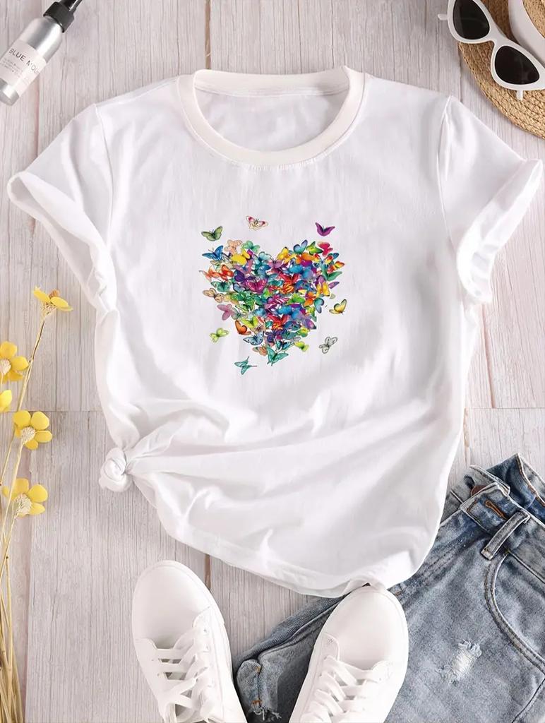 Белая хлопковая футболка свободного кроя классического дизайна для женщин