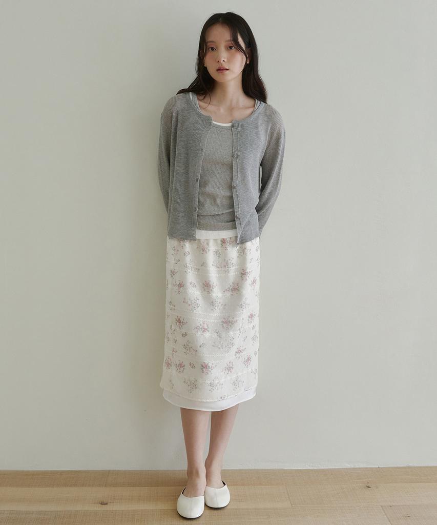 Rob Rob Layered Floral Lace Midi Skirt_Floral