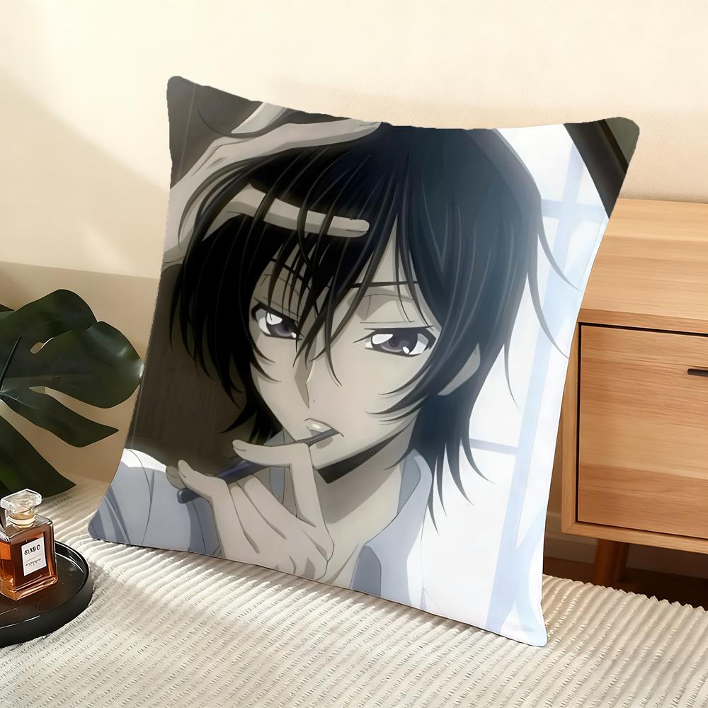 Anime CcODE GEASS Cushion Cover Soft Short Plush Pillow Cover Smooth Cozy Texture Aesthetic Cushion Case Home Decor
