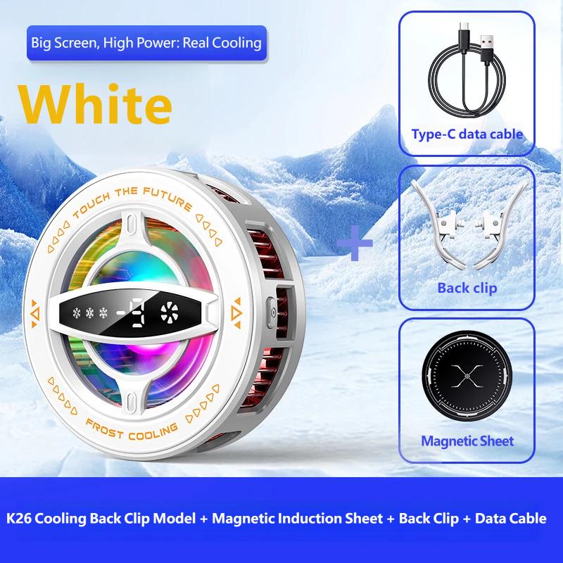 2 in 1 Magnetic Semiconductor Phone Cooler Gaming Radiator with RGB Light Temp Display Clip Stand for iPhone 16 15 14 13 12 Android Tablet