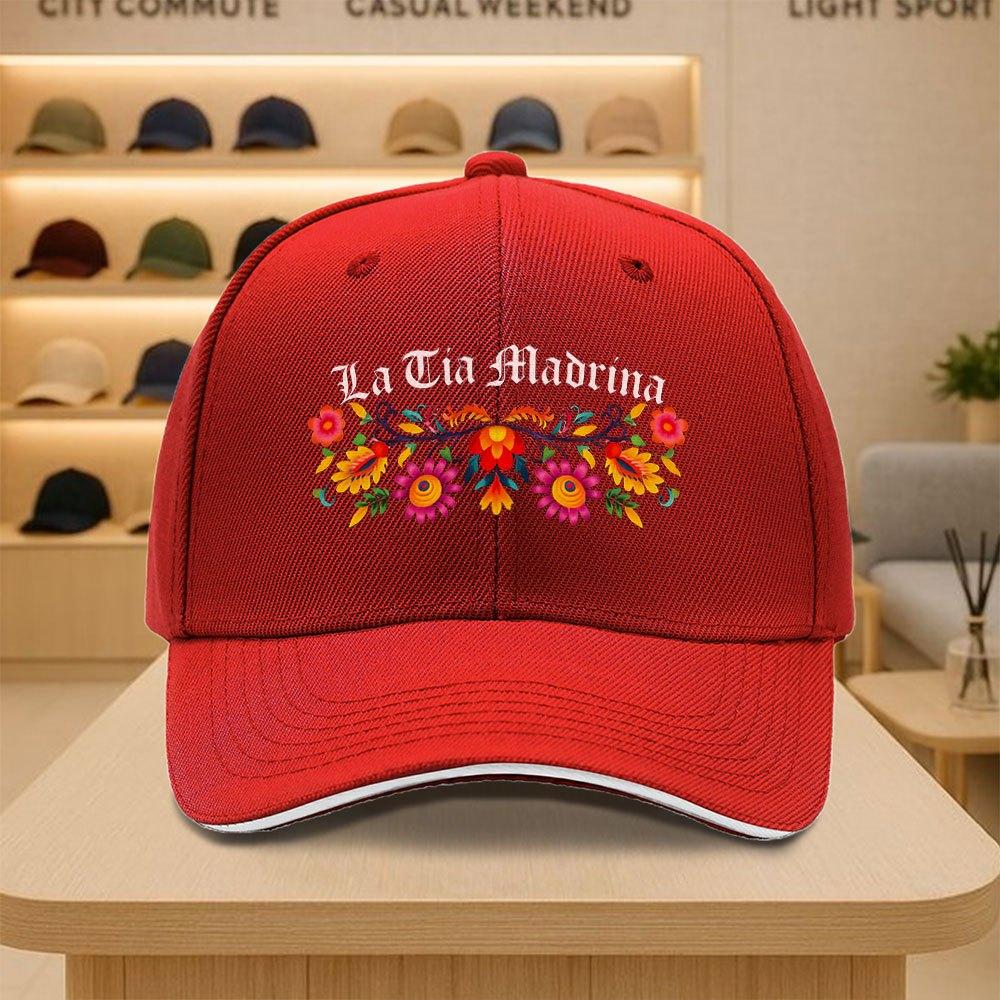 La Tia Madrina Print Baseball Cap Colorful Floral Design Unisex Polyester Casual Snapback Hat