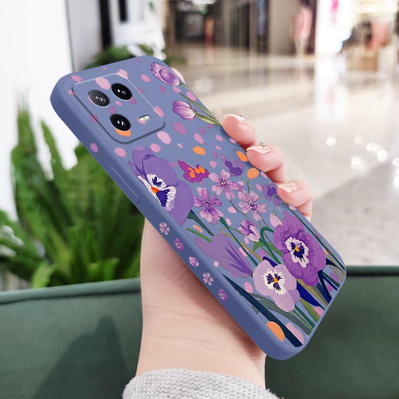 Purple Charm Tulip Phone Case For Xiaomi Mi 15 14 14T 13 13T 12 12X 12T 12S 11 11T 10 10T 9 9T Pro Lite Liquid Silicone Cover