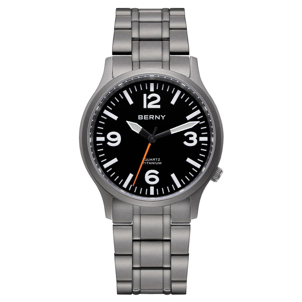 BERNY титановые часы мужские часы часы японский кварцевый механизм Sweep Seconds VH31 5ATM водонепроницаемые аналоговые кварцевые часы супер светящееся сапфировое стекло мужские