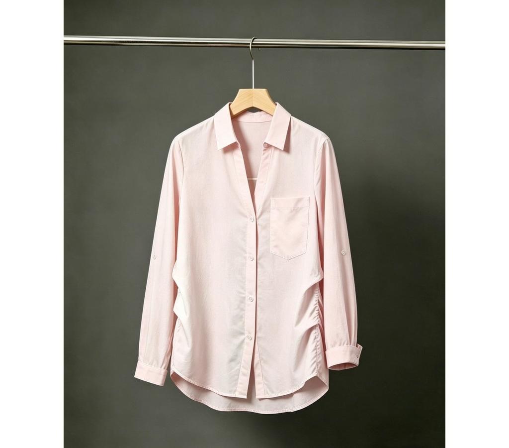 Simple solid color lazy wind V-neck long-sleeved shirt women's 1116 early spring new commuter casual loose versatile top