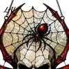 Tiffany Style Stained Glass Effect Halloween Wind Chime Skull Spider Suncatcher Double Side Printed Acrylic Window Haunted Tavern Soft Decor