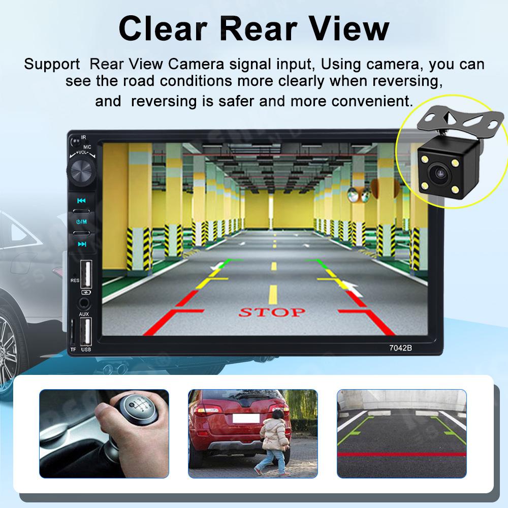 Double 2 Din 7inch Car Stereo Radio MP5 Bluetooth Touch Carplay USB Mirror Link for GPS Bilicar-7042