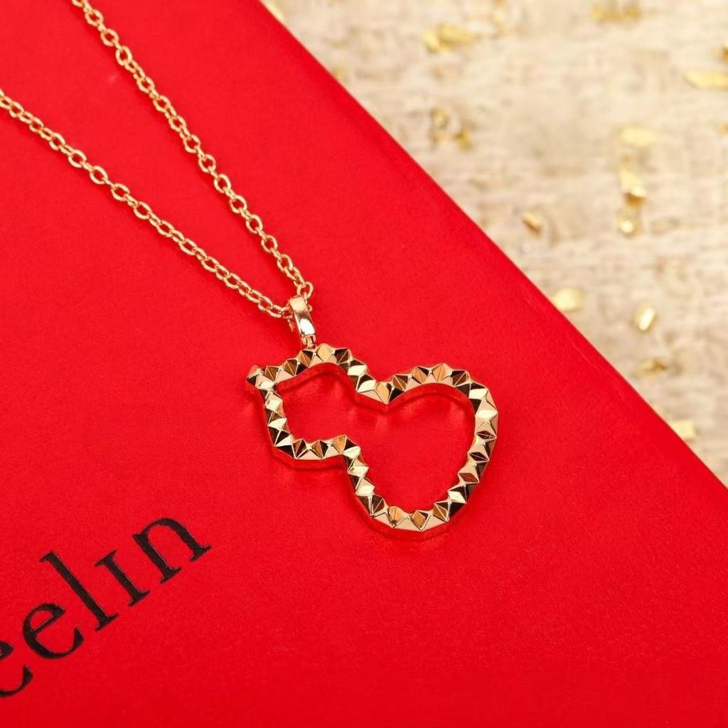 Elegant Women's 18K Rose Gold Gourd Necklace with Red Agate, Natural Jade, and Diamond Pendant.