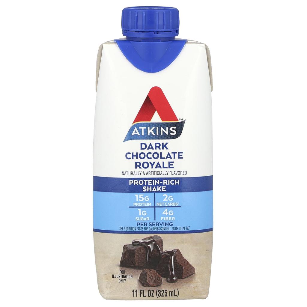Atkins Protein Rich Shakes, Dark Chocolate Royale, 4 Shakes, 11 Fl Oz (325 Ml) Each
