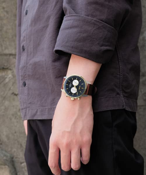 Часы-хронограф TRIWA 15th Anniversary с серийным номером, Япония, Neville, темно-синий x коричневый кожаный ремень, комбинация серебра и золота, 15th LIMITED, NEVIL, подлинные