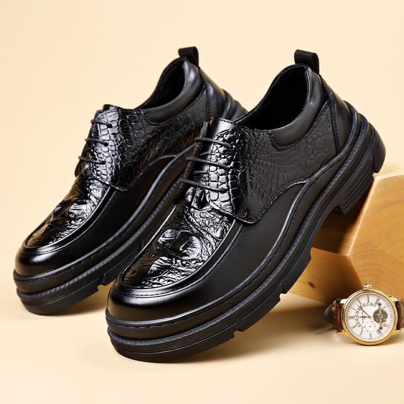Модная обувь Мужская шнуровка Модная повседневная кожаная мужская обувь для платья черная уличная дышащая британская жених платформа свадебная обувь мужская