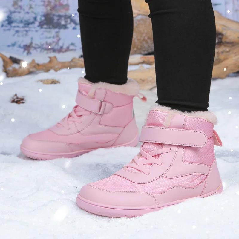 Зимняя детская обувь из плюшевой водонепроницаемой ткани, повседневная нескользящая обувь для мальчиков и девочек, резиновая подошва, зимние сапоги, модные теплые уличные сапоги