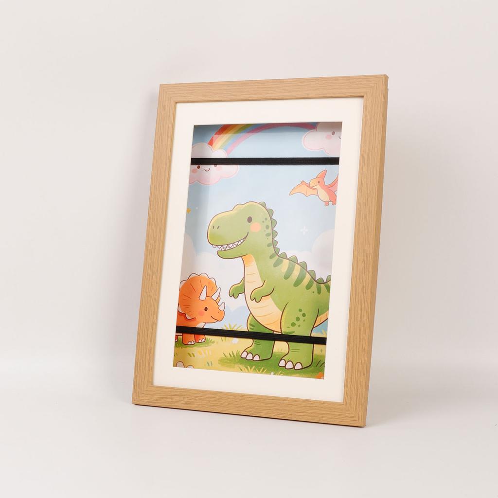 Sturdy A4 Kids Artwork Frame Without Mat Magnetic Front Opening Door Holds 100 Art Pieces Children Wall Mounted Storage Frame