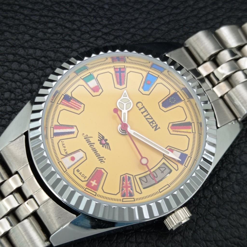 VINTAGE REFURBISHED CITIZEN AUTOMATIC JAPAN MENS YELLOW DIAL WATCH a446849-1