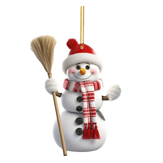 Рождественский снеговик, украшение, плоский акриловый подвесной декор, мультяшный снеговик, праздничная подвеска для рождественской елки, автомобильная дверь