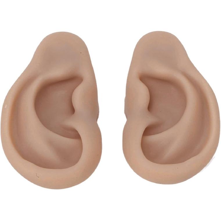 Силиконовая модель уха, Гибкая модель левого и правого уха для пирсинга, Силиконовые части тела, Силиконовая форма для уха (Темный цвет кожи)