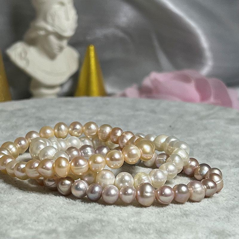 Высококачественный браслет из натурального пресноводного жемчуга 6 мм, нежный темпераментный эластичный браслет 14-21 см, размер по желанию