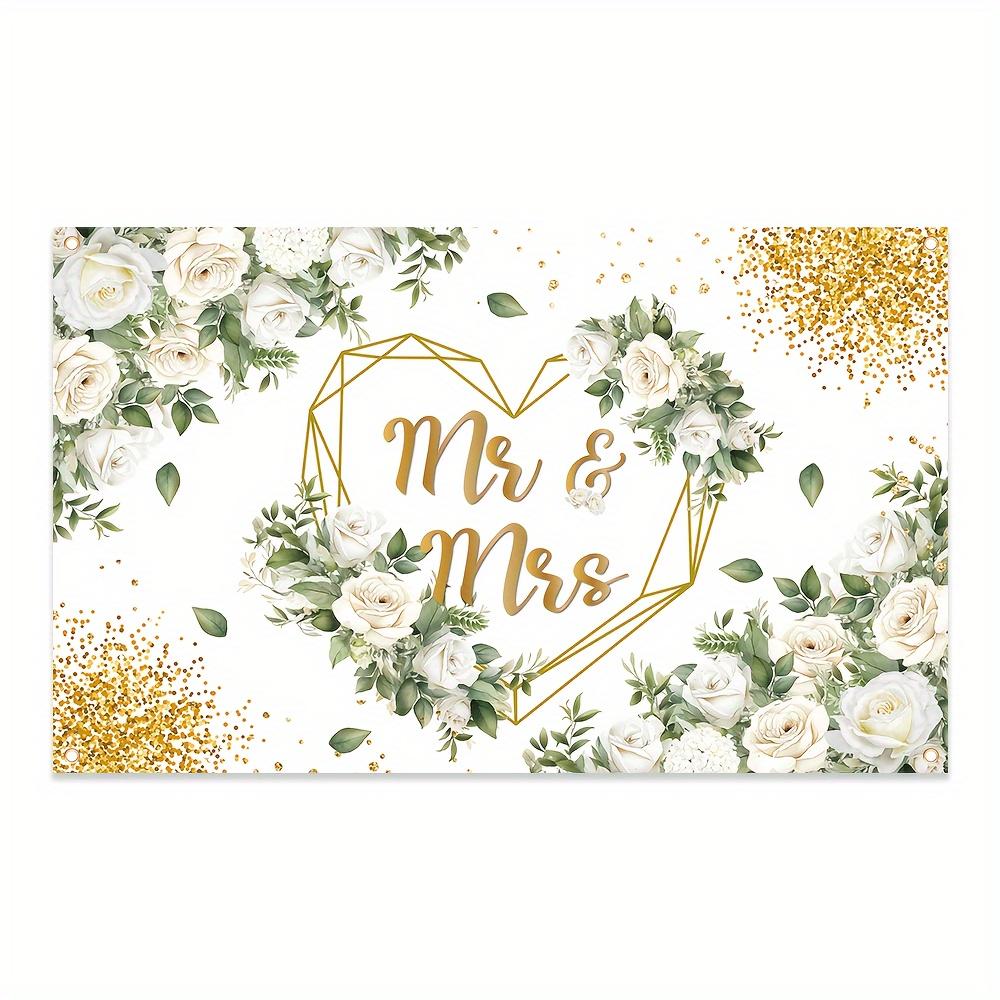 1Pcs Mr And Mrs Wedding White Floral Background Decoration Background Wedding Backdrop Decorations For Photo Studio Booth Party