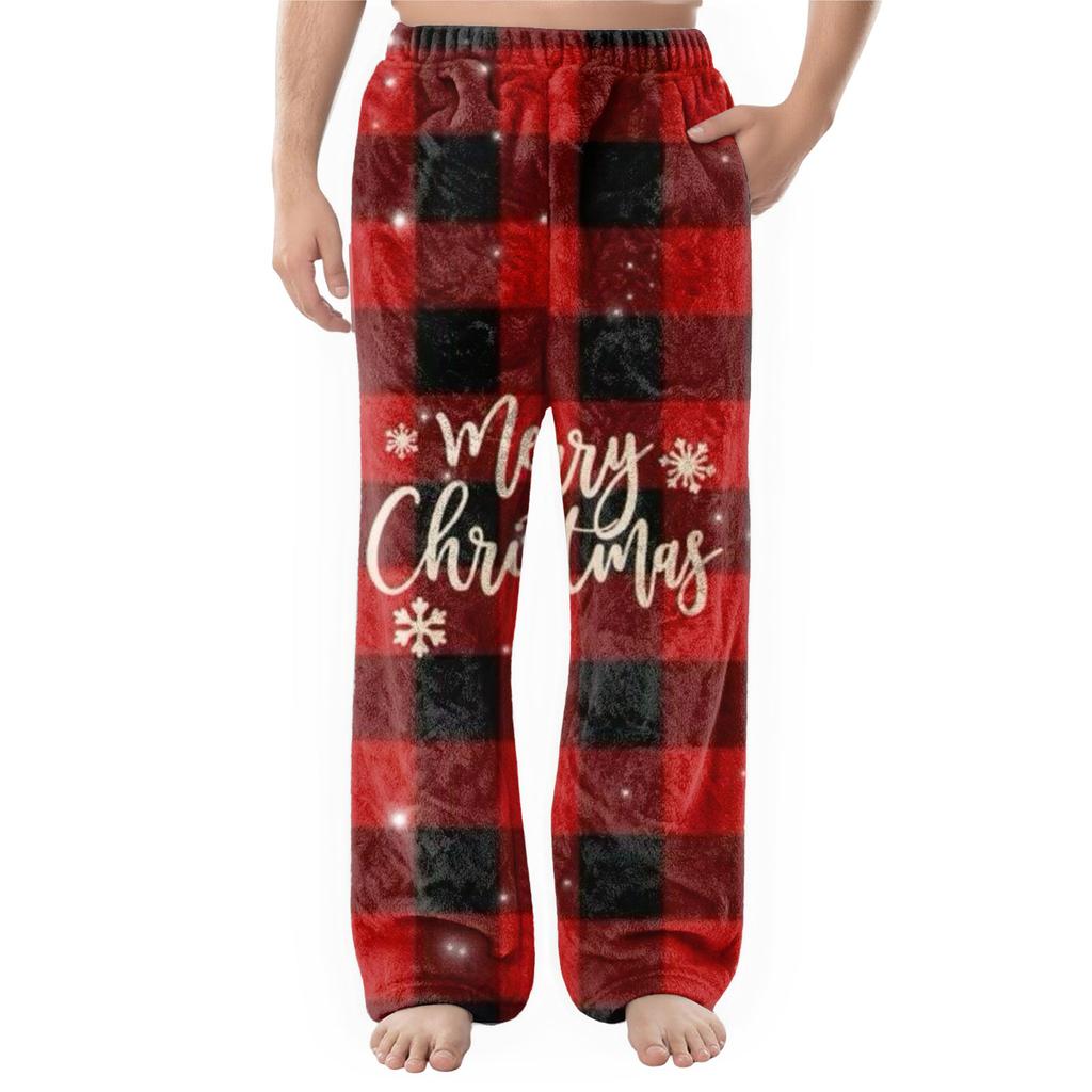 Мужские фланелевые повседневные брюки с карманом, Повседневные брюки с принтованным карманом, Домашние брюки для сна