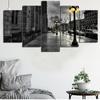 5 панелей Лондон-Сити-стрит черно-белые картины настенное искусство холст картины печатает плакат домашний декор фотографии для гостиной без рамки