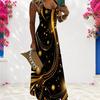 Women Plus Size Scoop Neck Strappy Sleeveless Black Printed A Line Maxi Dress
