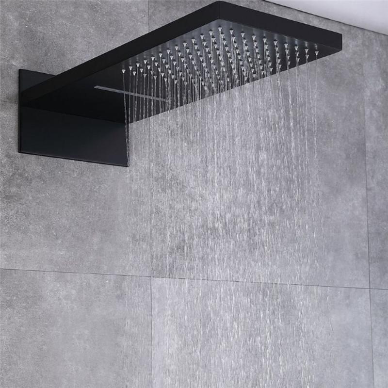 Термостатический смеситель для душа в ванной комнате, встраиваемый в стену, матовый золотой смеситель для ванны и душа, термостатический смеситель для ванны и тропического душа