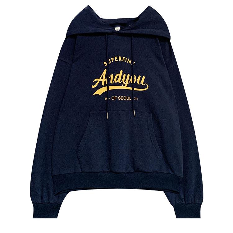 Утепленный Даже Кепка Свитер Толстовка с капюшоном Женская Осень и Зима Свободная с принтом букв Студенческая куртка Топ с длинным рукавом Ретро Универсальная толстовка