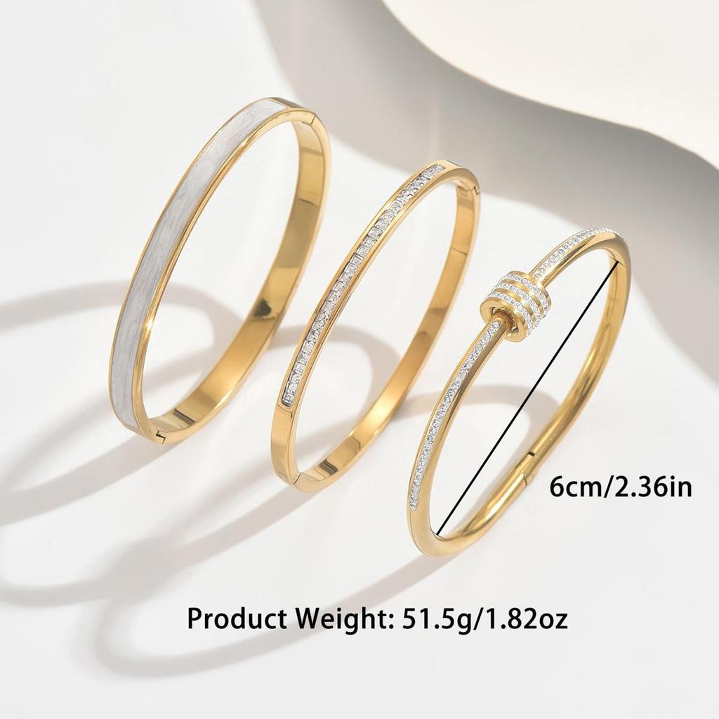 Элегантный цирконовый браслет - Белая титановая сталь для женщин