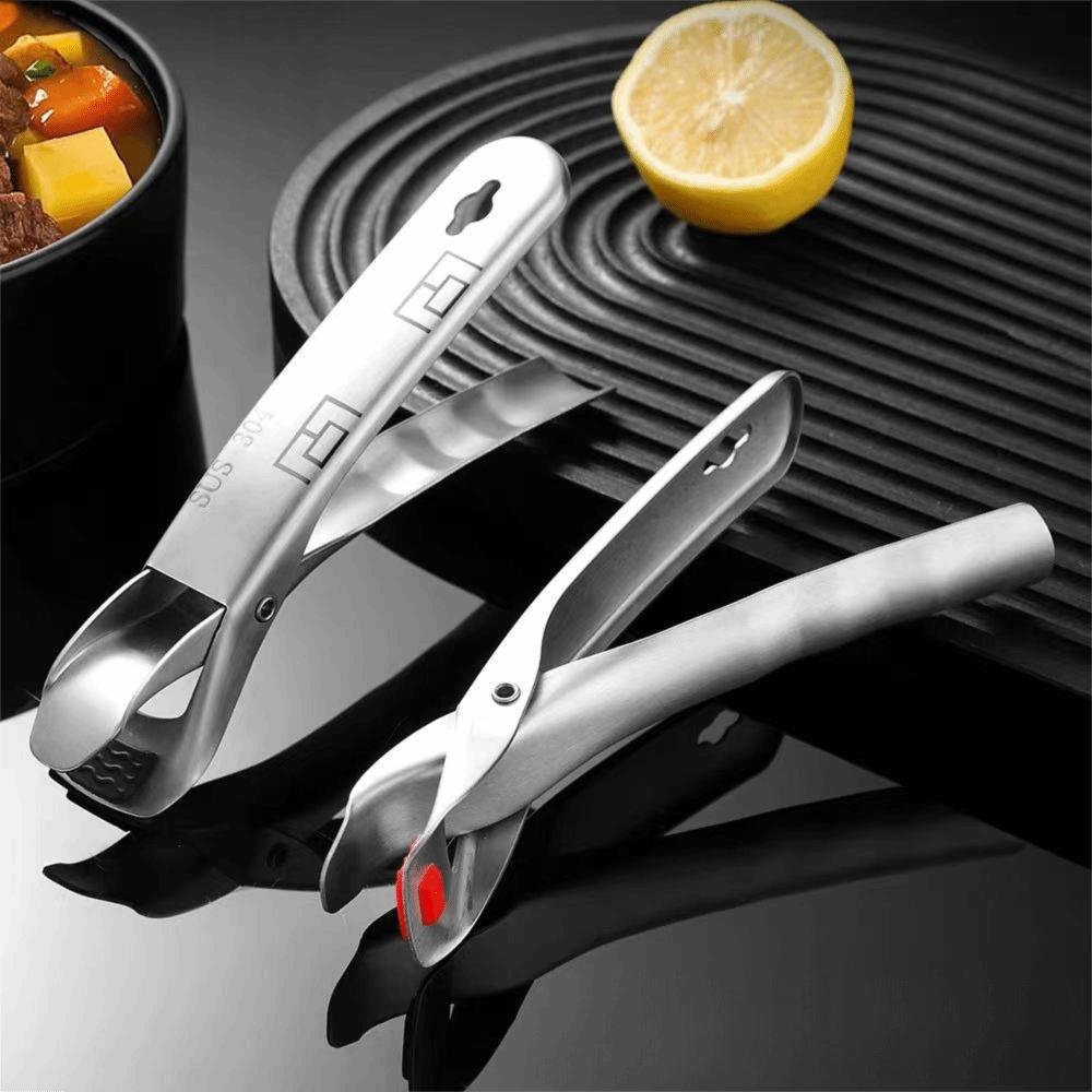 Non Slip Hot Dish Clip Silicone Head Anti-Scald Clip 304 Stainless Steel Plate Gripper Restaurant
