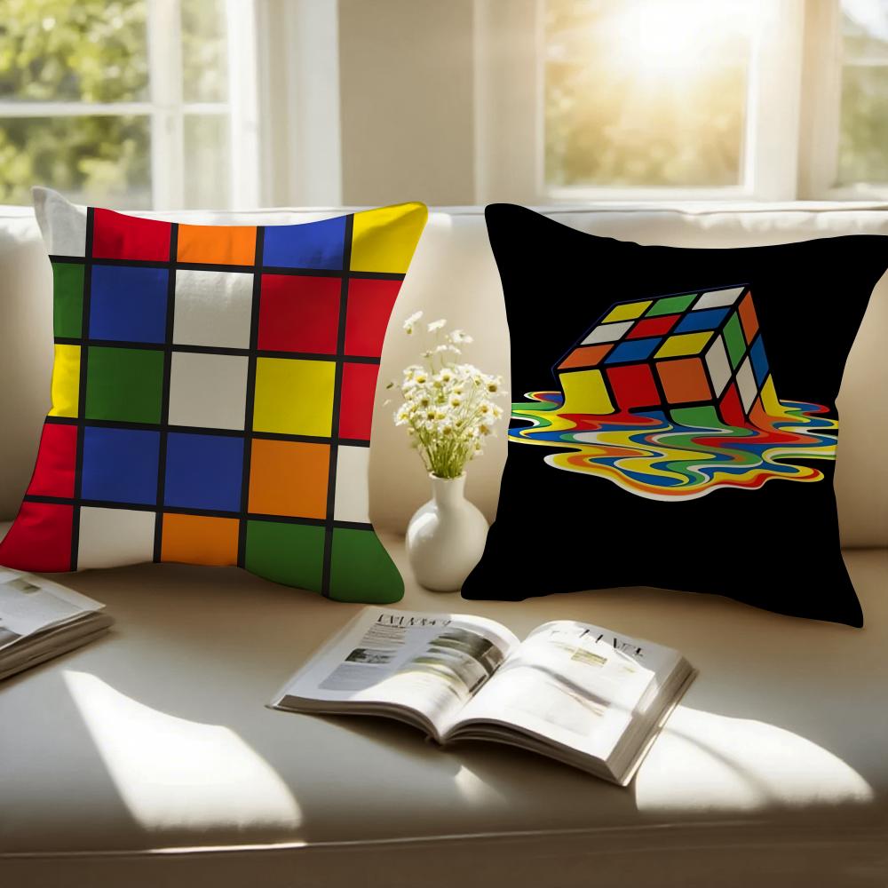 Креативная Дизайн Кубика Рубика Искусство Наволочка Наволочка Антипылевой Клещ Невидимая Молния Короткий Плюш Подушка для Дивана