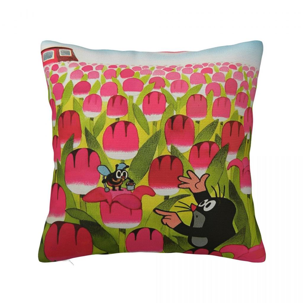 The Little Mole Cartoon Animal Printed Pillowcase Cushion Cover Throw Pillow Cover New Style Bedroom Decor Square Multiple Sizes