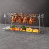 Collapsible Stainless Steel Barbecue Roaster Stand Tray Chicken Leg Wing Rack 14 Slots Stainless Steel Roaster Stand