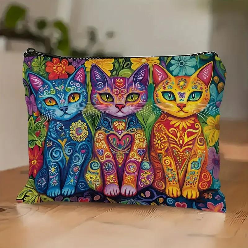 Кошка, Девочка с клубникой, Узор дружбы, Сумка для путешествий, Водонепроницаемая полиэстеровая сумка на молнии, Косметика, Аксессуары