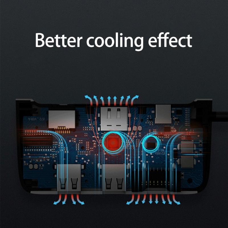 Эффективный USB 3.0 Type-C хаб с 3 портами и гигабитным Ethernet-адаптером, подходит для ноутбуков и компьютеров, быстрый интернет