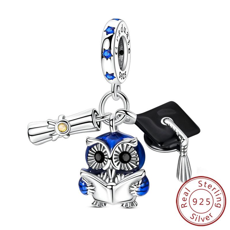 New Copper Charms Bead Penguin Owl Bow Heart Charm Fit Original Pendant Bracelet Jewelry Making For Women Gift