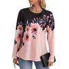 Женская повседневная футболка с длинным рукавом и круглым вырезом с цветочным принтом весна-осень