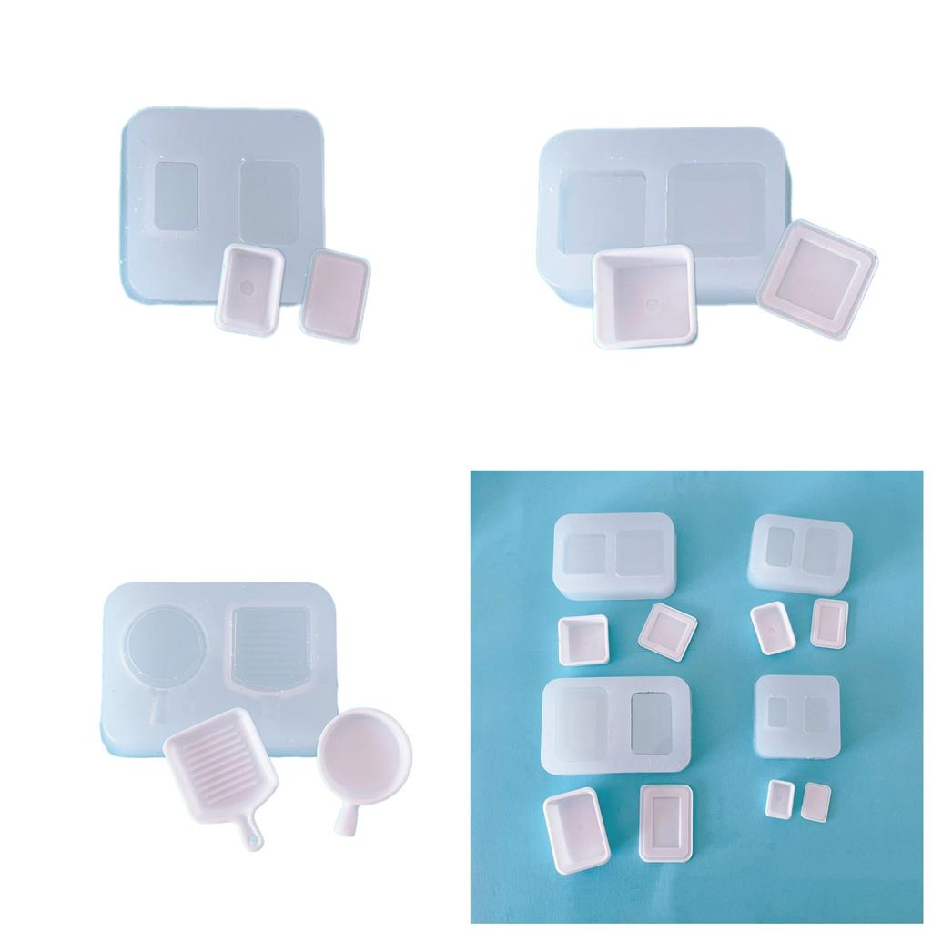 Miniature Food Silicone Mold Dessert Tray Plate UV Resin Molds Dollhouse Accessories Kitchen Baking Tool Craft