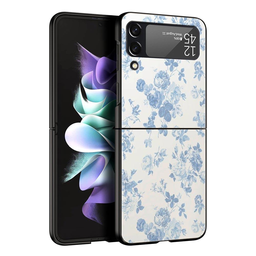 Чехол для телефона Samsung Galaxy Z Flip 3 4 5 6 7 Складной корпус Для Samsung Z Flip4 Flip5 Жесткая ПК-крышка Мягкая Бледный Маленький Цветок